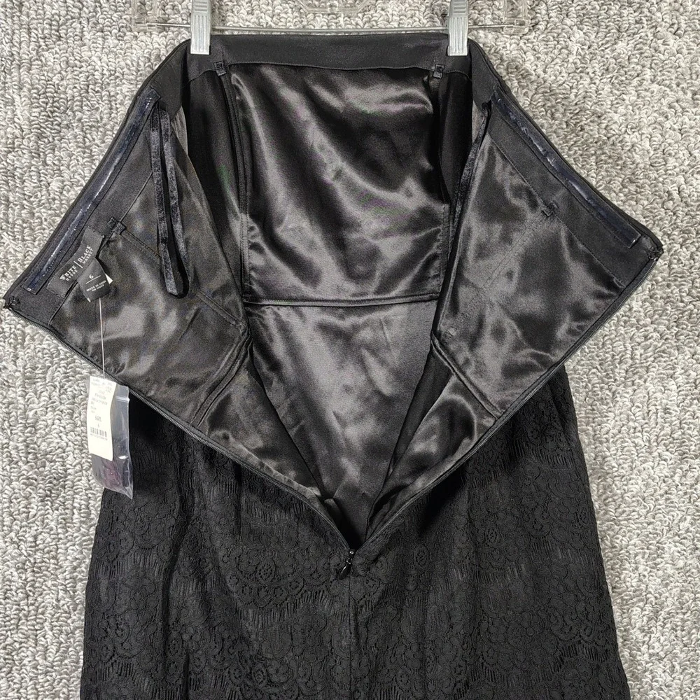 WHBM Lace Strapless Dress Black Ruffle Bottom Cocktail Womens 6 Whimsygoth